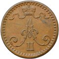 Монета 1 пенни 1870 Русская Финляндия