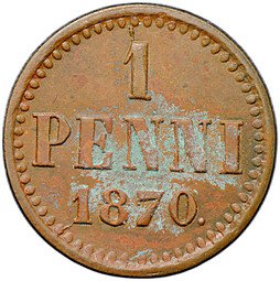 фото для Монета 1 пенни 1870 Русская Финляндия Аверс