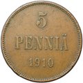 Монета 5 пенни 1910 Русская Финляндия