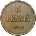 Монета 5 пенни 1910 Русская Финляндия