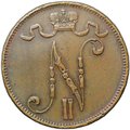 Монета 5 пенни 1910 Русская Финляндия