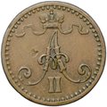Монета 1 пенни 1870 Русская Финляндия