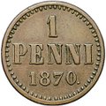 Монета 1 пенни 1870 Русская Финляндия