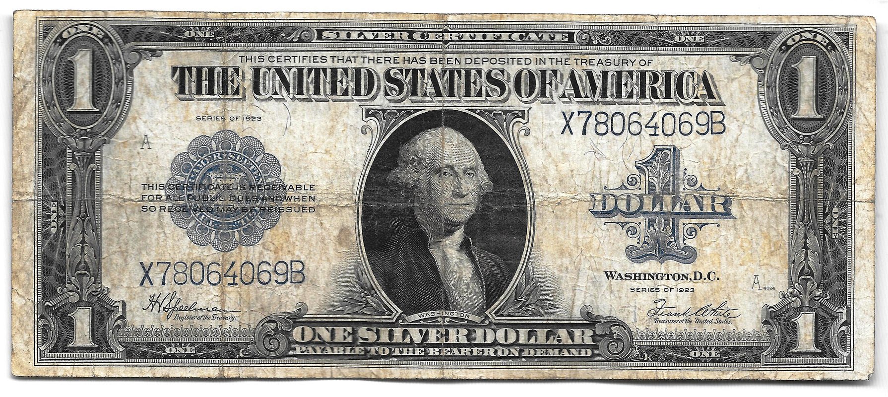 Банкнота 1 доллар 1923 Серебряный сертификат США 