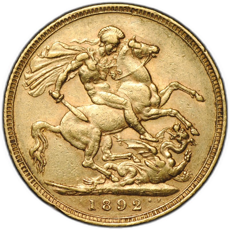 Монета 1 соверен (фунт) 1892 M Мельбурн Австралия Великобритания