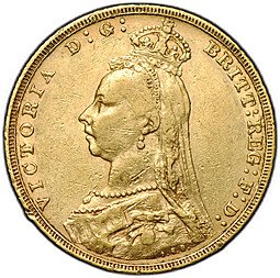 фото для Монета 1 соверен (фунт) 1892 M Мельбурн Австралия Великобритания Аверс