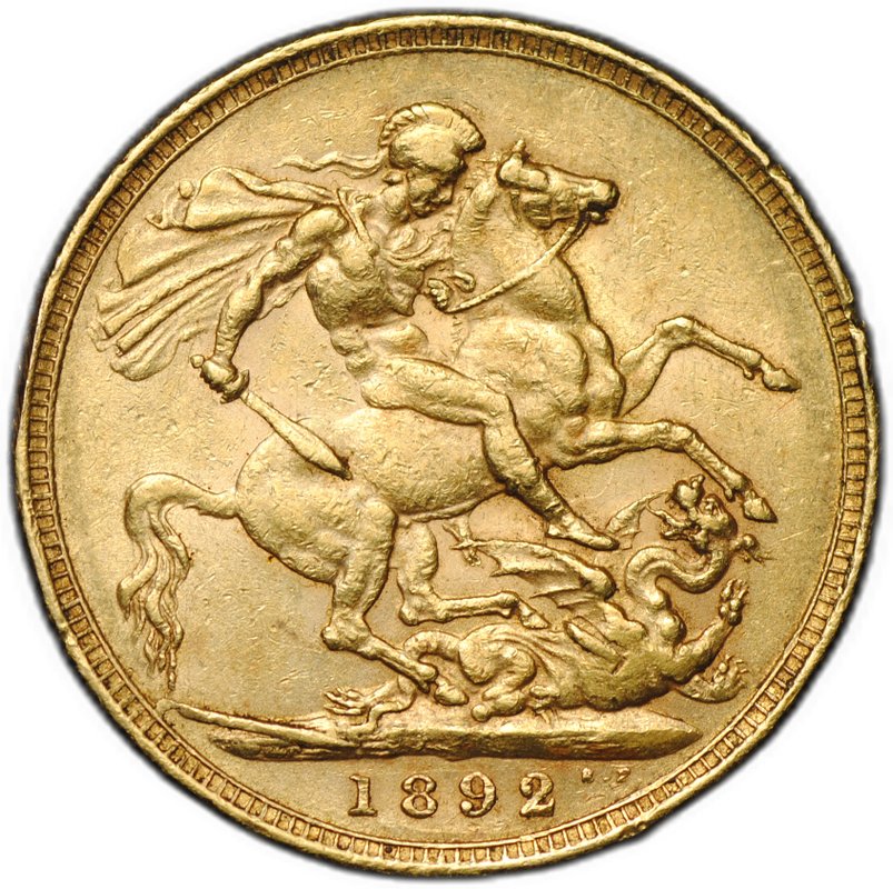 Монета 1 соверен (фунт) 1892 Великобритания