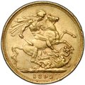Монета 1 соверен (фунт) 1892 Великобритания