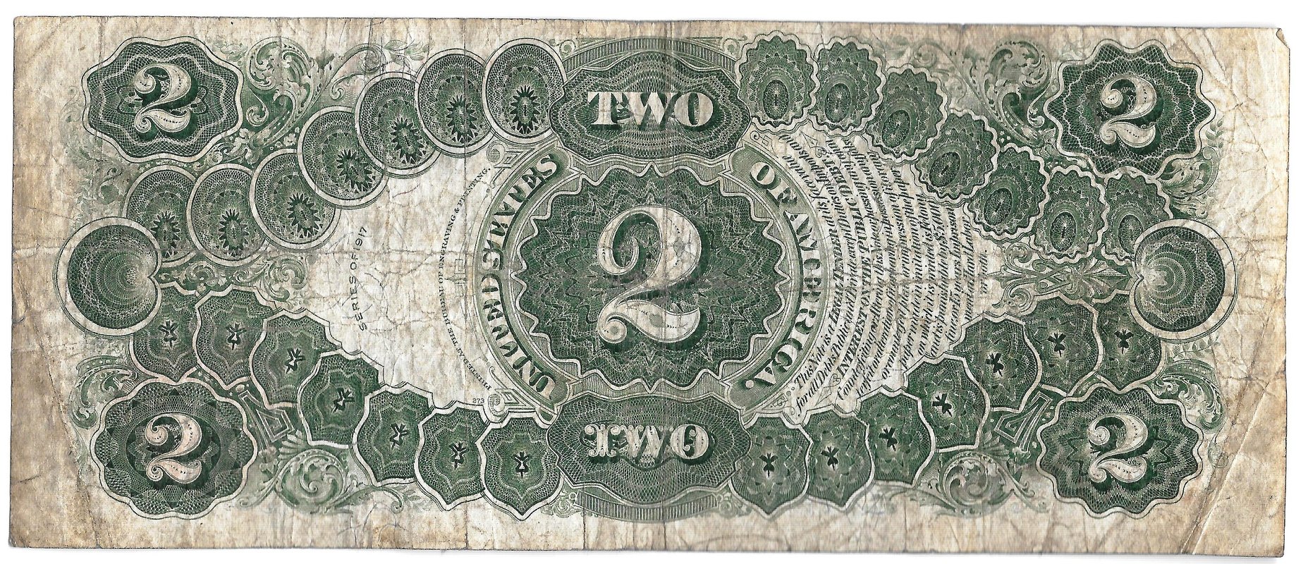 Банкнота 2 доллара 1917 США