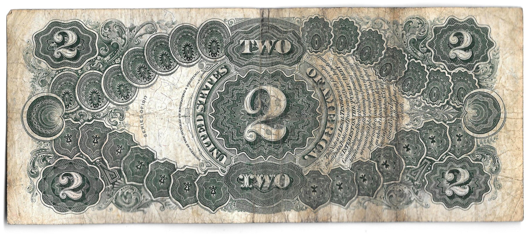 Банкнота 2 доллара 1917 США