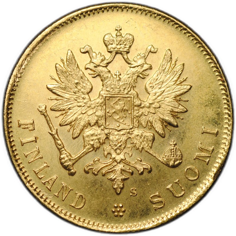 Монета 10 марок 1913 S Русская Финляндия