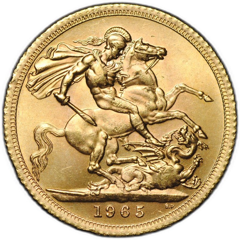 Монета 1 соверен (фунт) 1965 Великобритания