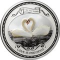 Монета 2 доллара 2008 Любовь это драгоценность Лебеди Острова Кука