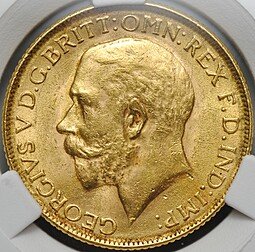 фото для Монета 1 соверен (фунт) 1918 I Бомбей Индия Великобритания слаб CPRC MS 62 Аверс