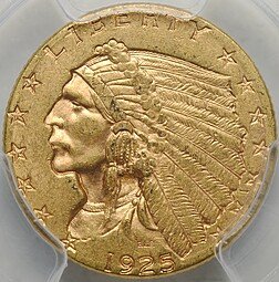фото для Монета 2 1/2 доллара 1925 D США слаб PCGS MS 62 Аверс