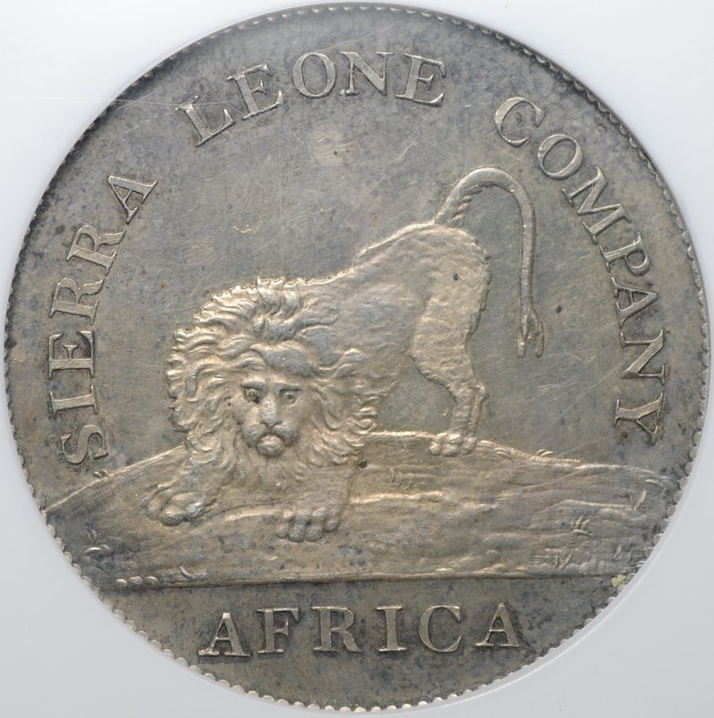 Монета 50 центов 1791 серебро Сьерра-Леоне слаб NGC MS 61