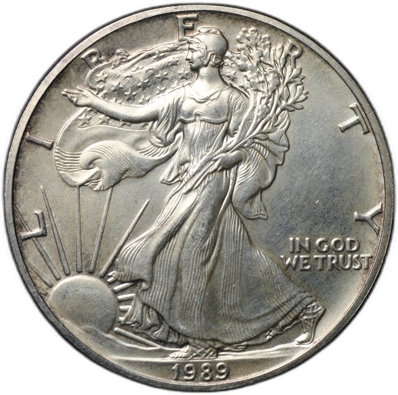 Монета 1 доллар 1989 Шагающая свобода серебряный орёл США
