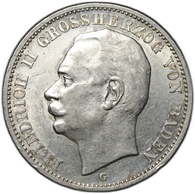 Монета 3 марки 1914 G Баден Германия