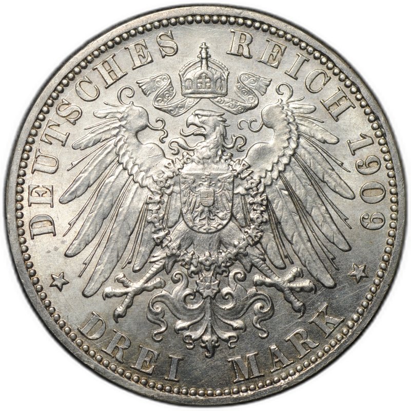 Монета 3 марки 1909 А Пруссия Германия