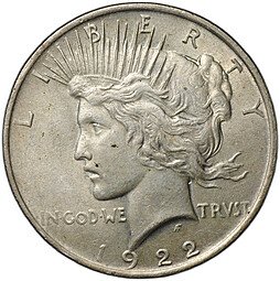 фото для Монета 1 доллар 1922 Мирный Филадельфия США Аверс