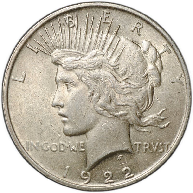 Монета 1 доллар 1922 Мирный Филадельфия США