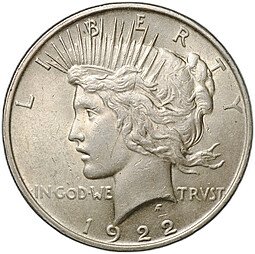 фото для Монета 1 доллар 1922 Мирный Филадельфия США Аверс