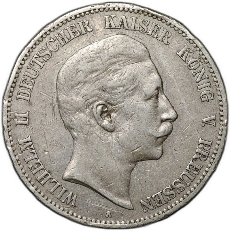 Монета 5 марок 1907 А Пруссия Германия