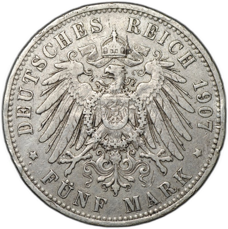 Монета 5 марок 1907 А Пруссия Германия