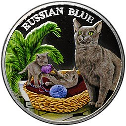 фото для Монета 500 франков 2011 Кошки - Русская голубая Руанда Аверс