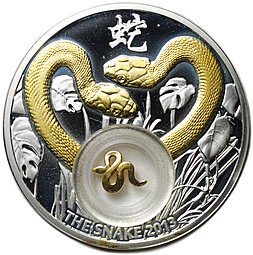 фото для Монета 1 доллар 2012 Год Змеи 2013 со вставкой Китайский гороскоп Ниуэ Аверс