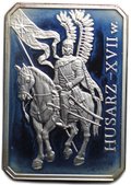 Монета 10 злотых 2009 История польской кавалерии - Гусар Крылатый рыцарь XVII века Польша
