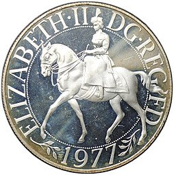 фото для Монета 25 пенсов 1977 25 лет правлению Королевы Елизаветы II Серебро PROOF Великобритания Аверс