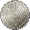 Монета 10 марок 1972 D Олимпиада Мюнхен Эмблема "In München" Германия ФРГ