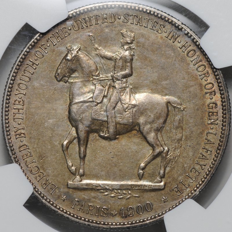 Монета 1 доллар 1900 Возведение памятника Лафайет США слаб NGC MS 61