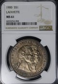 Монета 1 доллар 1900 Возведение памятника Лафайет США слаб NGC MS 61