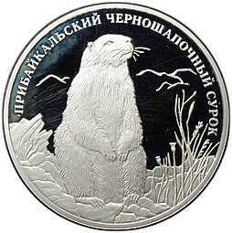 фото для Монета 2 рубля 2008 СПМД Красная книга - Прибайкальский черношапочный сурок Аверс
