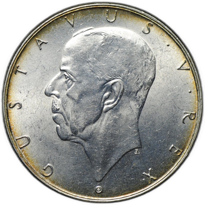 Монета 2 кроны 1938 300 лет поселению Делавэр Швеция