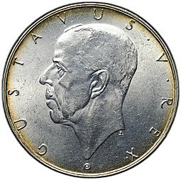 фото для Монета 2 кроны 1938 300 лет поселению Делавэр Швеция Аверс