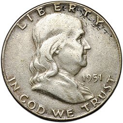 фото для Монета 50 центов (1/2 доллара) 1951 Франклин США Аверс