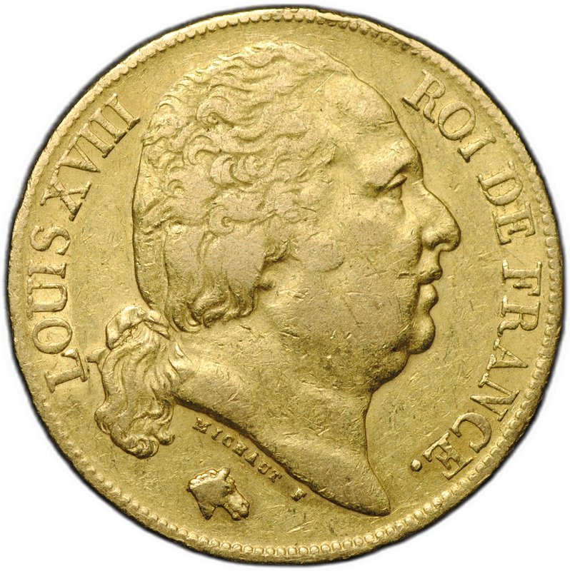 Монета 20 франков 1818 А Франция