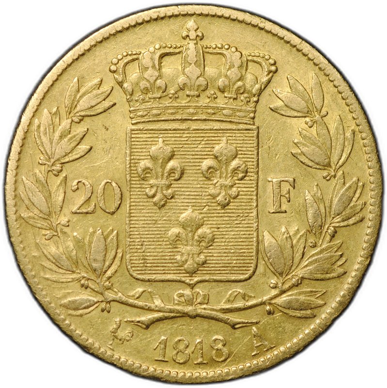 Монета 20 франков 1818 А Франция