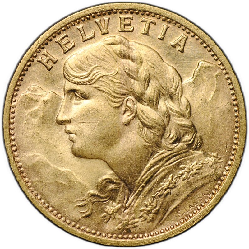 Монета 20 франков 1927 Швейцария