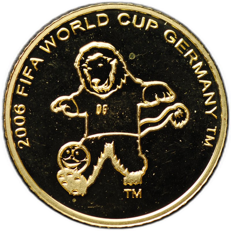 Монета 20 франков 2006 Чемпионат мира по футболу Германия FIFA Конго