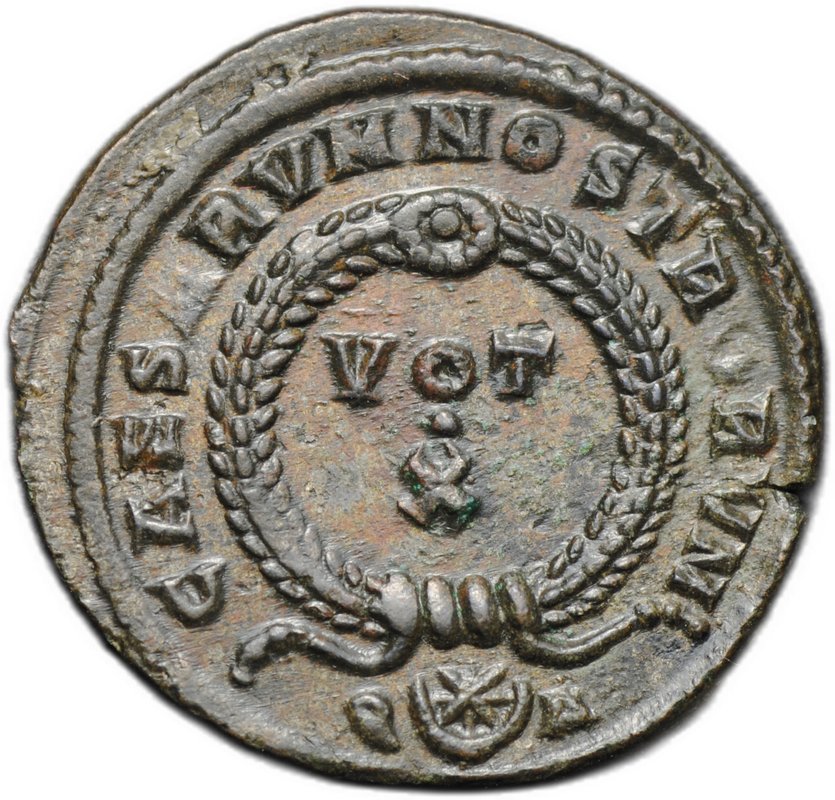 Монета Фоллис 321 Лициний II, цезарь VOT X Арль Римская Империя