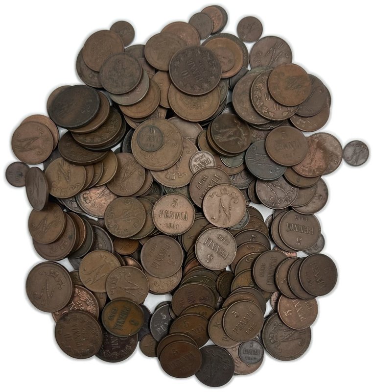 Подборка медных 1, 5, 10 пенни Русской Финляндии 1866-1917 годов 273 монеты