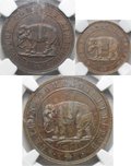 Комплект Плантационных токенов 1866 A, B, C Британский Цейлон слабы NGC MS 63-65 BN 3 монеты