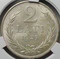 Монета 2 лата 1925 Латвия слаб CPRC MS 64