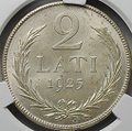 Монета 2 лата 1925 Латвия слаб CPRC MS 64