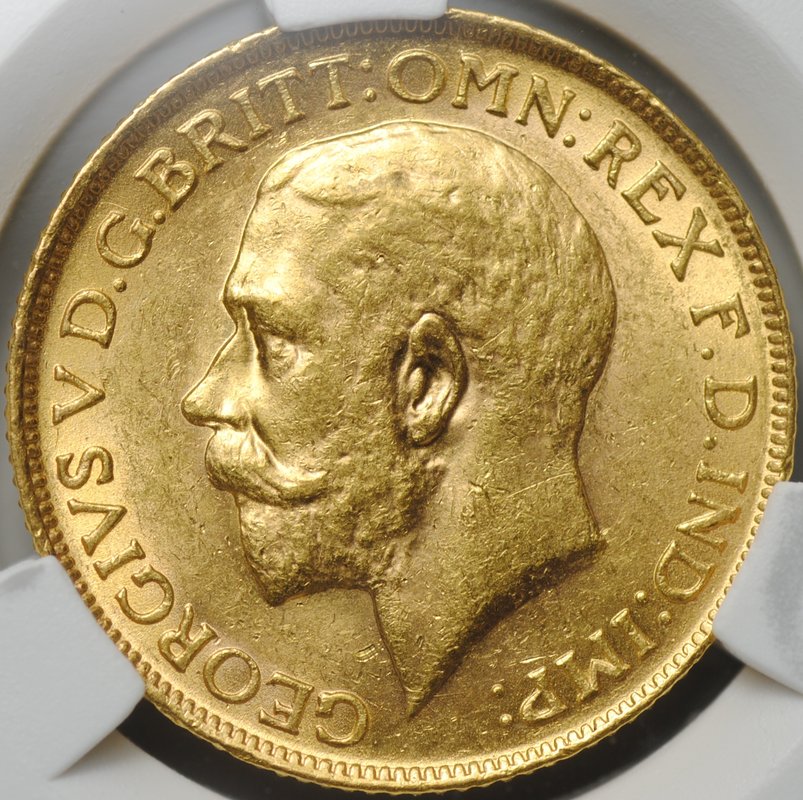 Монета 1 соверен (фунт) 1913 Великобритания слаб CPRC MS 62