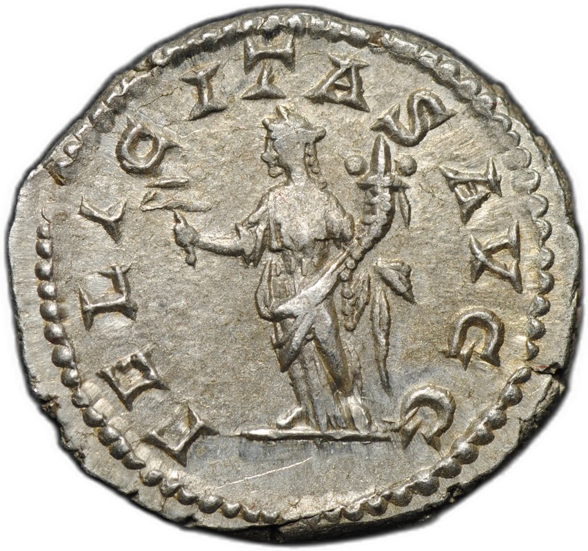 Монета Денарий 201 Каракалла Фелиситас Римская Империя